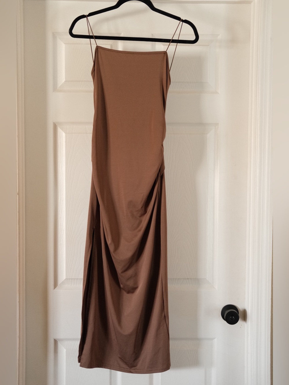 SHEIN Brown Slip Maxi Dress with Spaghetti Straps